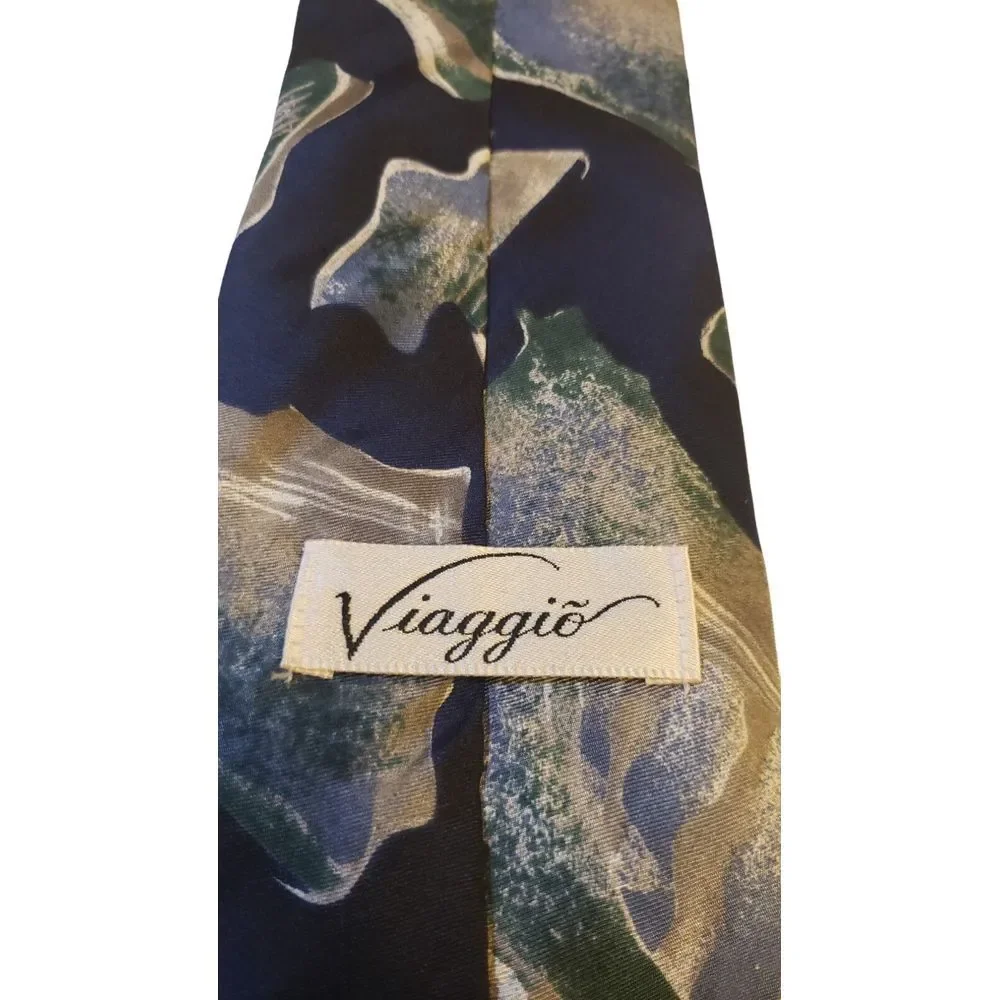 Viaggio Tie Men's Classic Style‎ Multicolor Silk Abstract Made in the USA